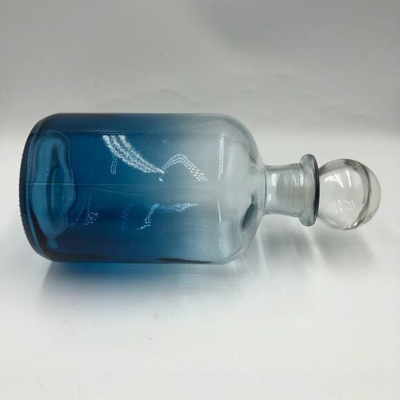 Blue Clear Ombre Look Glass Decanter Collectible Decorative Glassware - Picture 3 of 14